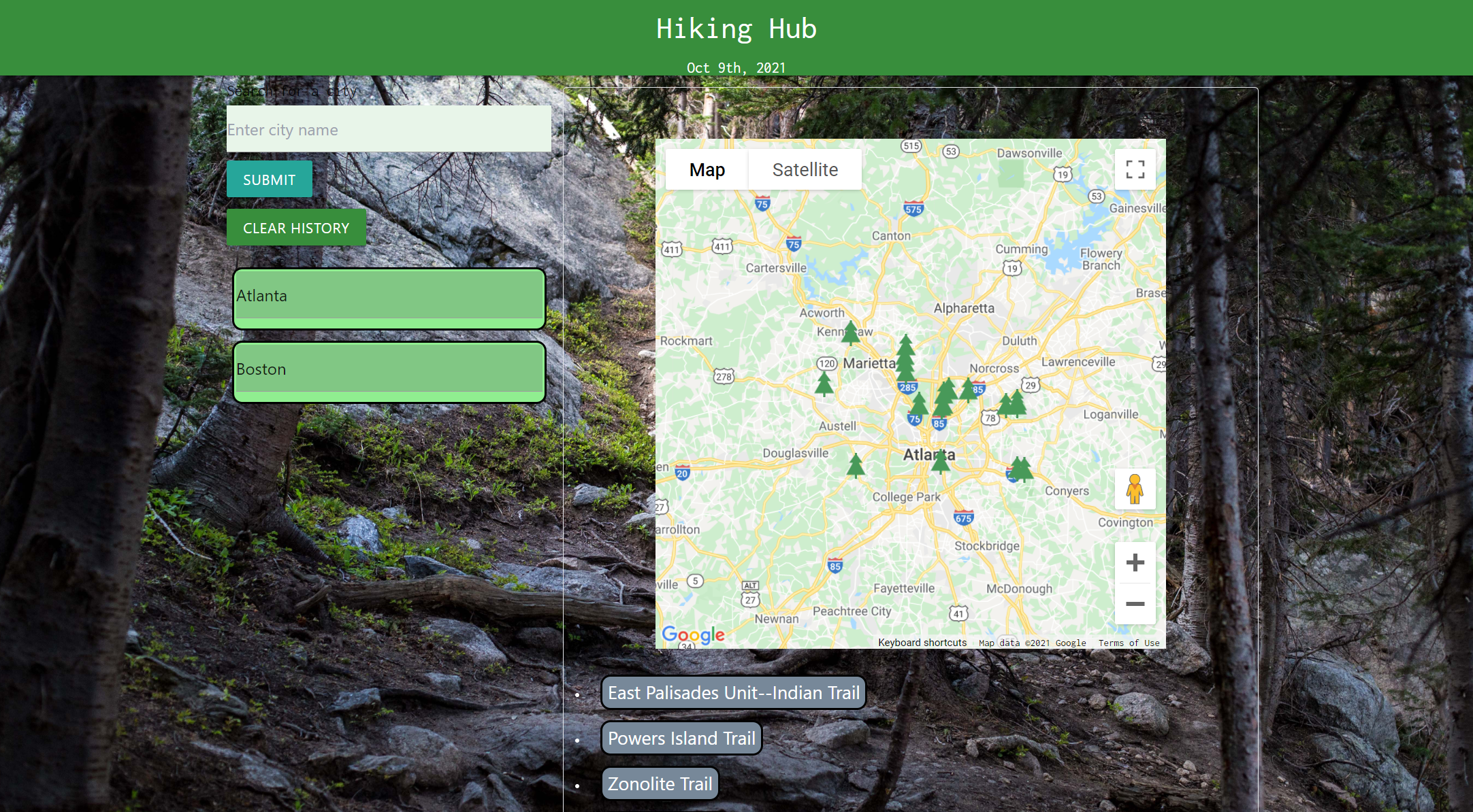 image of a map with hiking trails indicated